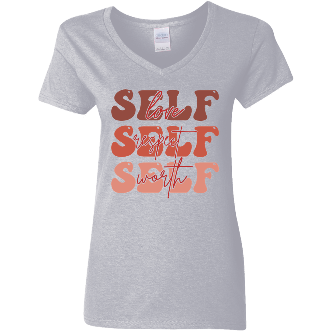 Self Love Respect Worth | Premium Short Sleeve Ladies' V-Neck T-Shirt