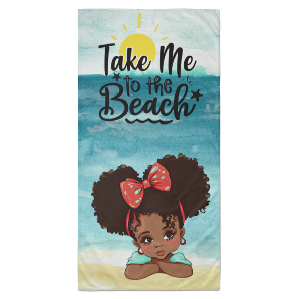 Cute Afro Puff Girl | Take Me To The Beach Beach Towel - 35x70