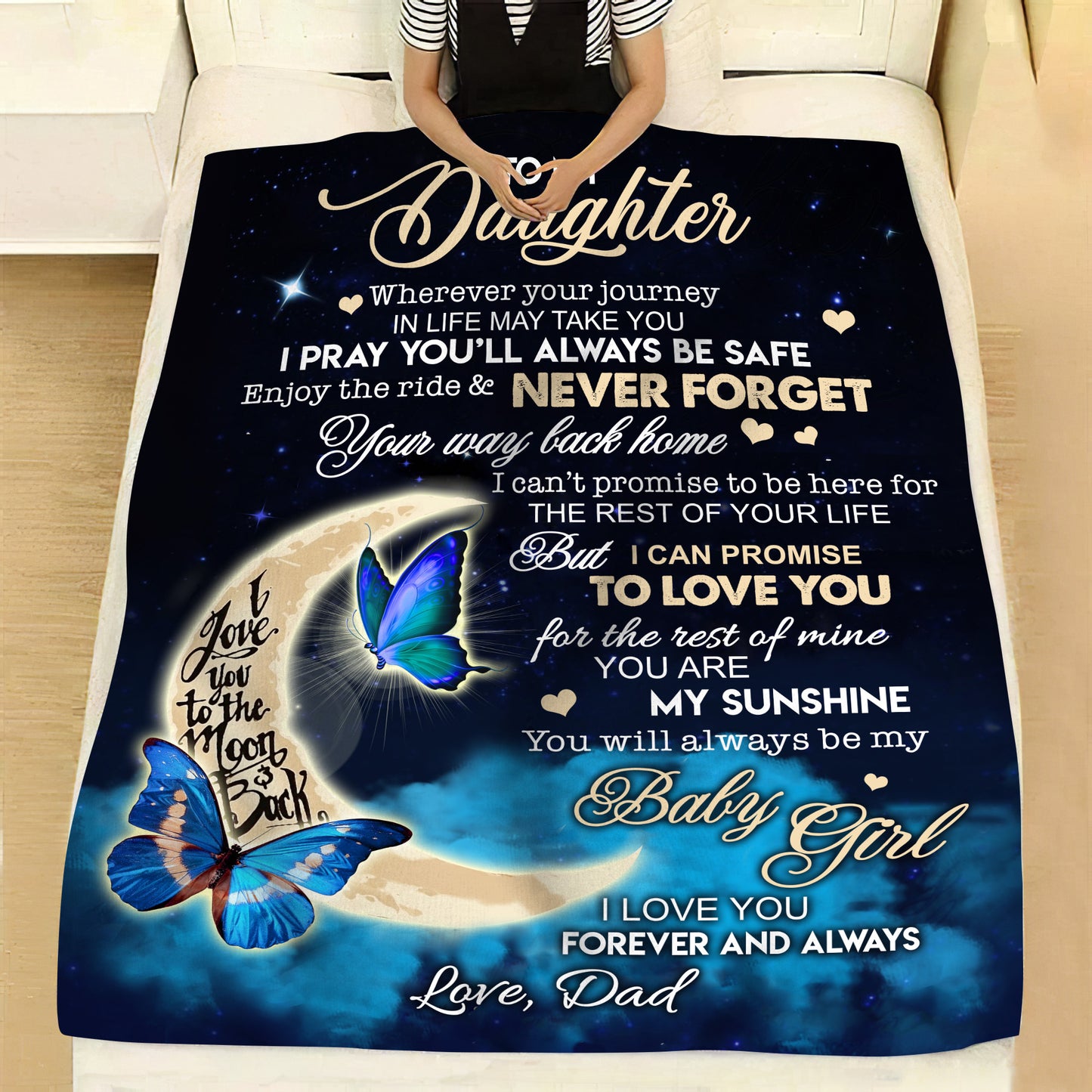 To My Daughter | I Pray You'll Always Be Safe | Love Dad | Cozy Plush Fleece Blanket