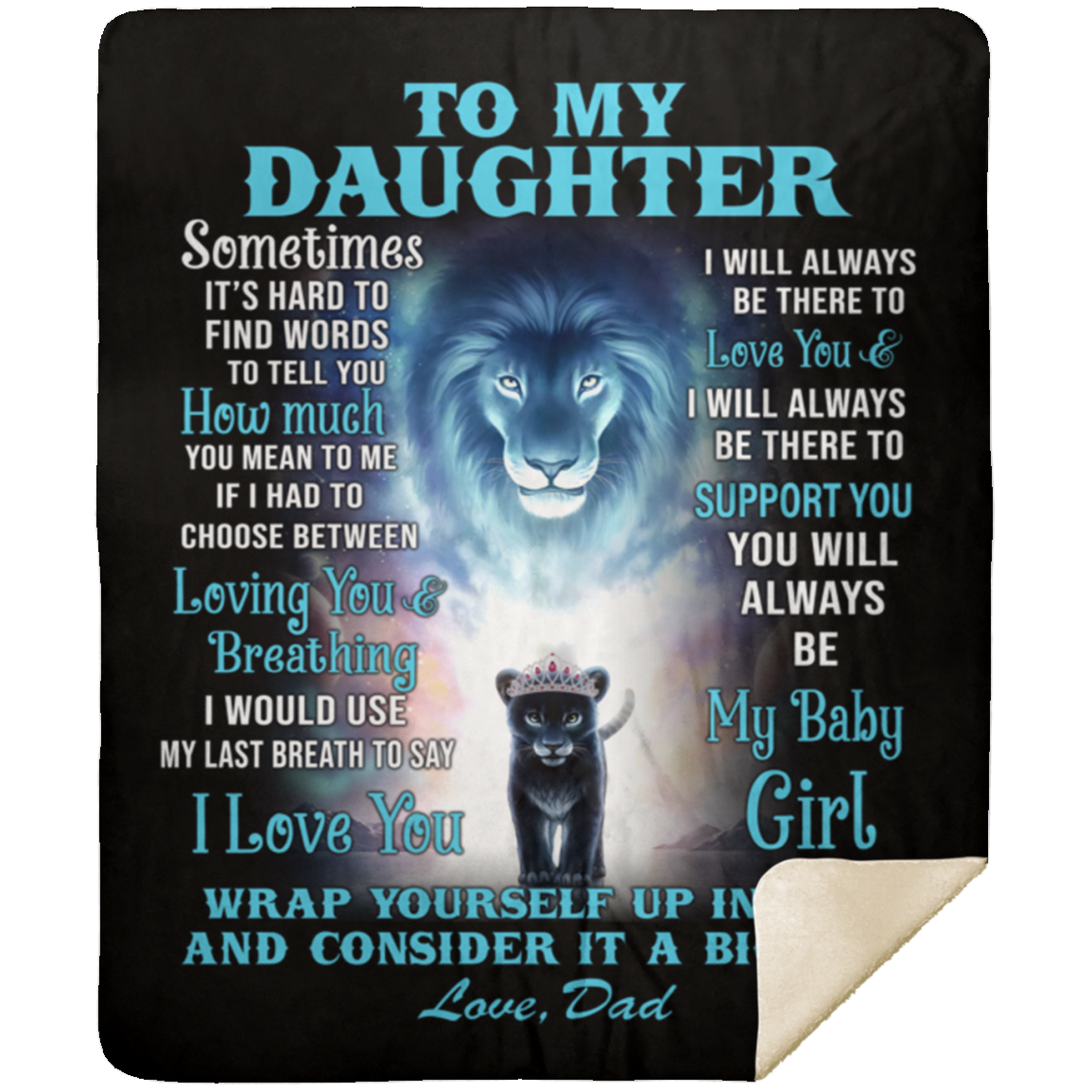 To My Daughter | Sometimes It's Hard To Find Words | Premium Mink Sherpa Blanket 50x60
