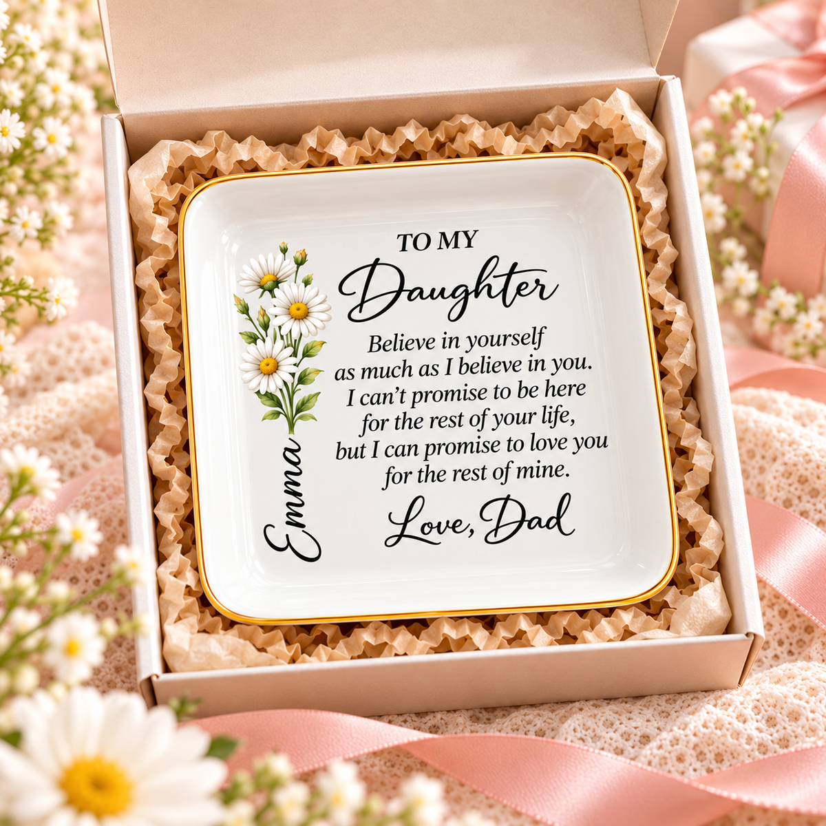 To My Daughter Personalized Jewelry Dish – A Heartfelt Gift from Dad