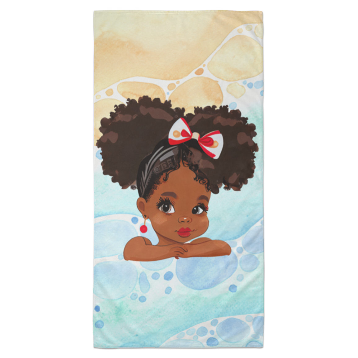 Cute Afro Puff Girl Beach Towel - 35x70