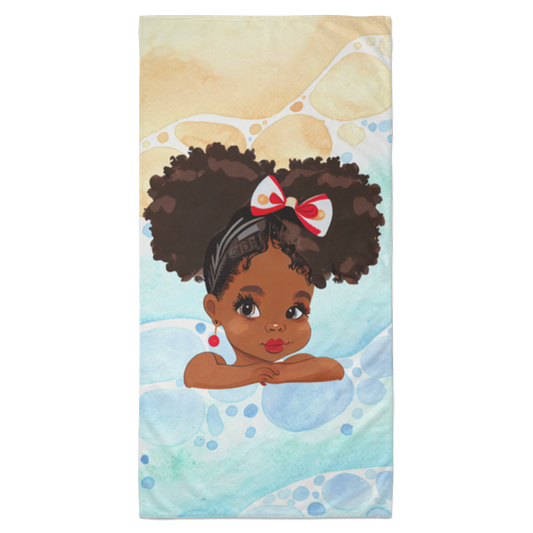Cute Afro Puff Girl Beach Towel - 35x70