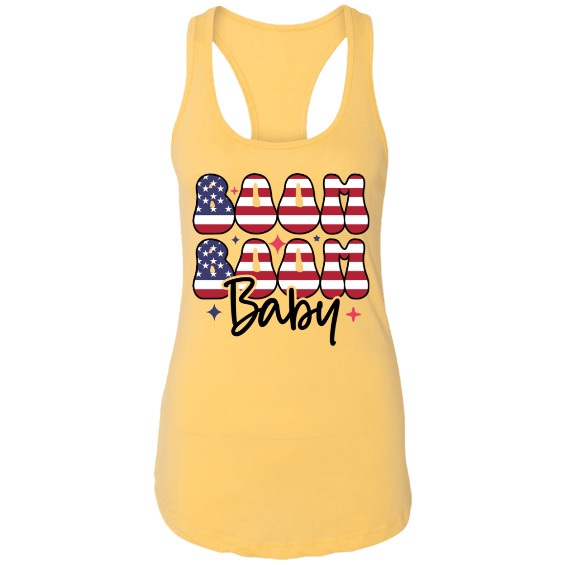 Fourth of July Boom Boom Baby | Ladies Ideal Racerback Tank