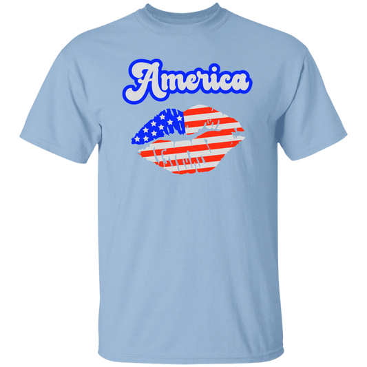 America Flag Kiss | short sleeve premium T-Shirt