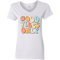 Good Vibes Only | Premium Short Sleeve Ladies' V-Neck T-Shirt