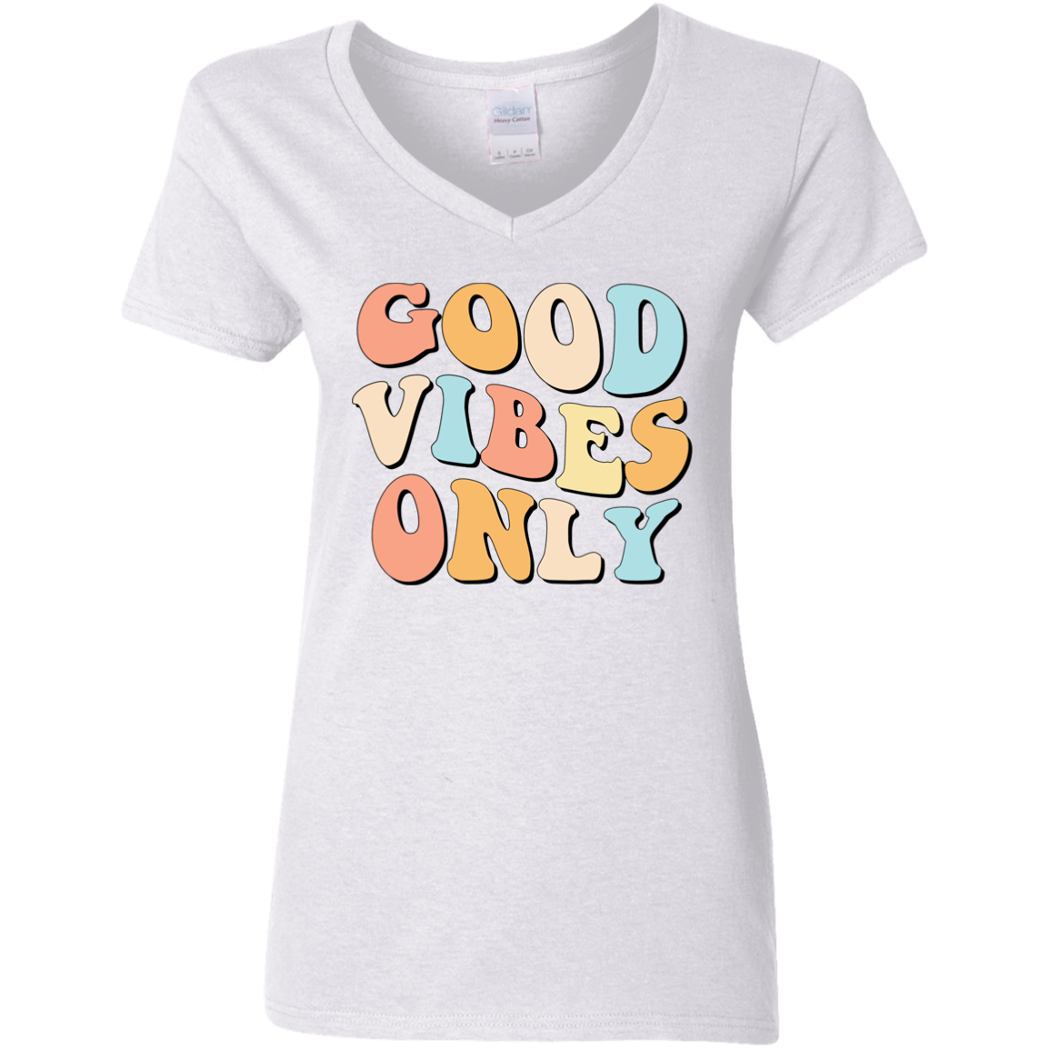Good Vibes Only | Premium Short Sleeve Ladies' V-Neck T-Shirt