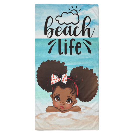 Cute Afro Puff Girl | Beach Life Beach Towel - 35x70