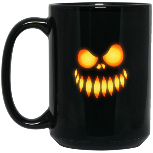 Evil Pumpkin Face | 15 oz. Black Mug