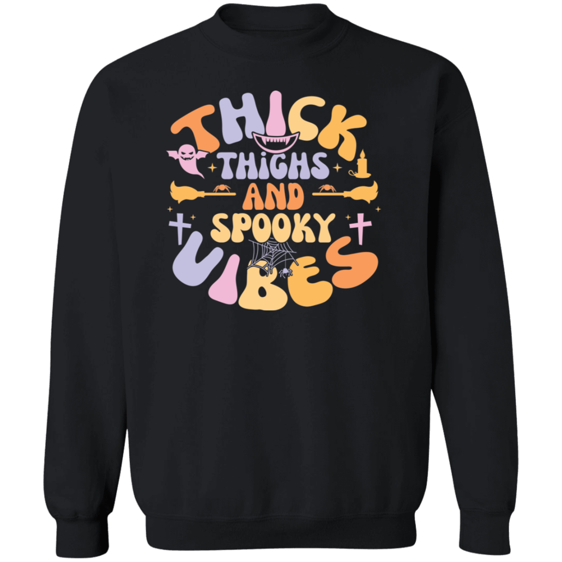 Thick Thighs And Spooky Vibes | Crewneck Pullover Sweatshirt