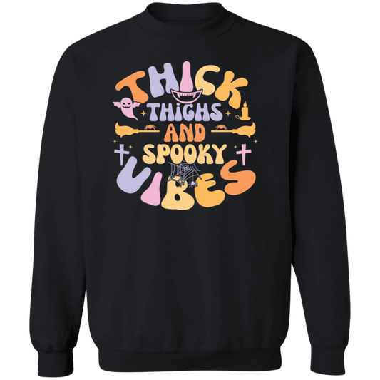 Thick Thighs And Spooky Vibes | Crewneck Pullover Sweatshirt