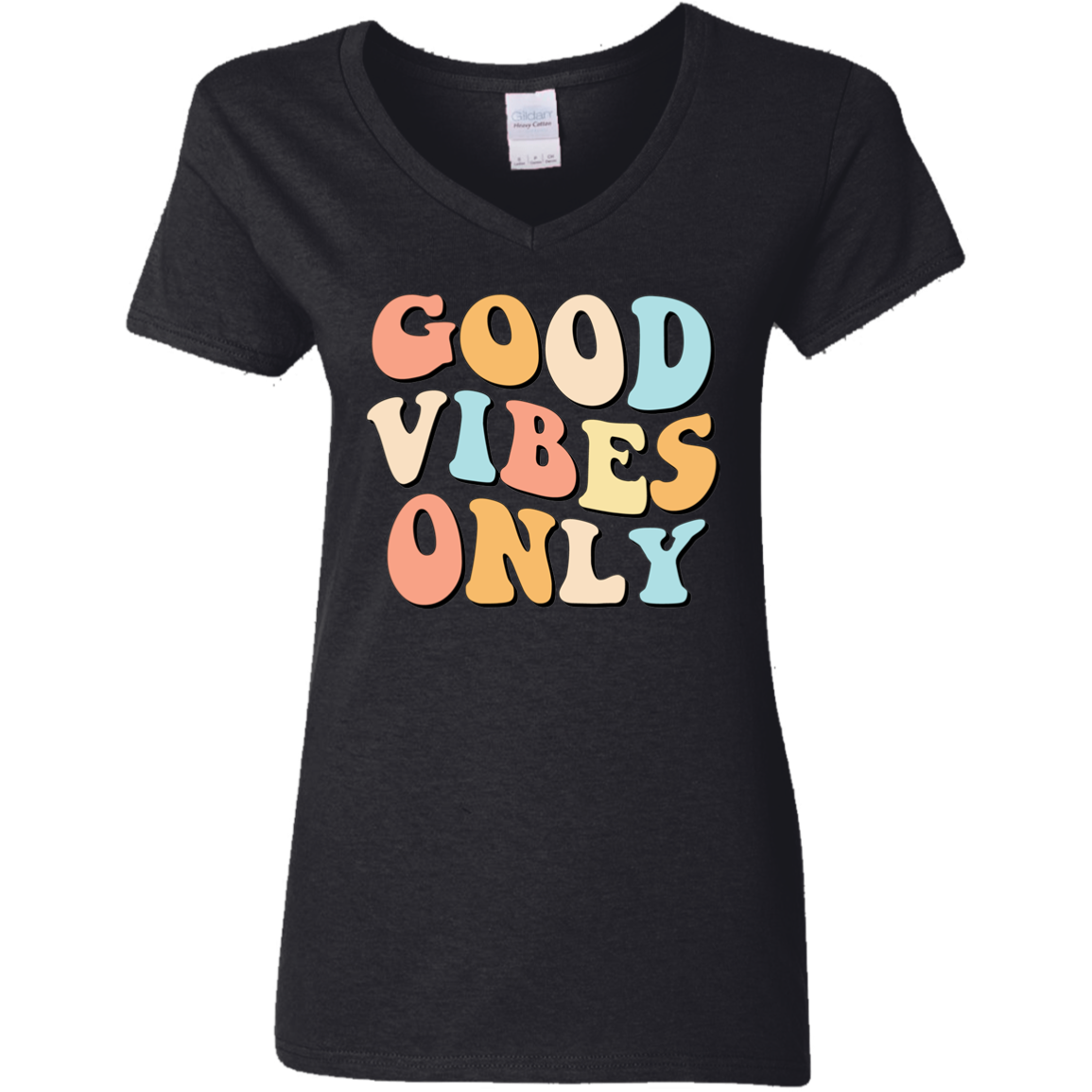 Good Vibes Only | Premium Short Sleeve Ladies' V-Neck T-Shirt
