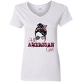 Fourth of July All American Girl | Ladies' 5.3 oz. V-Neck T-Shirt