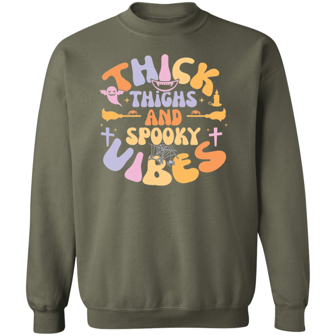 Thick Thighs And Spooky Vibes | Crewneck Pullover Sweatshirt