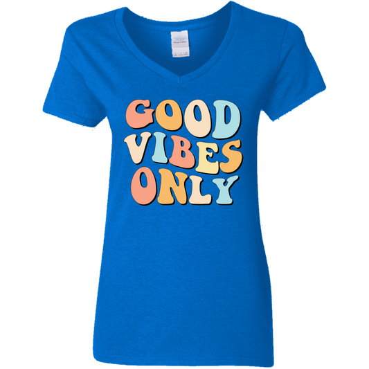 Good Vibes Only | Premium Short Sleeve Ladies' V-Neck T-Shirt