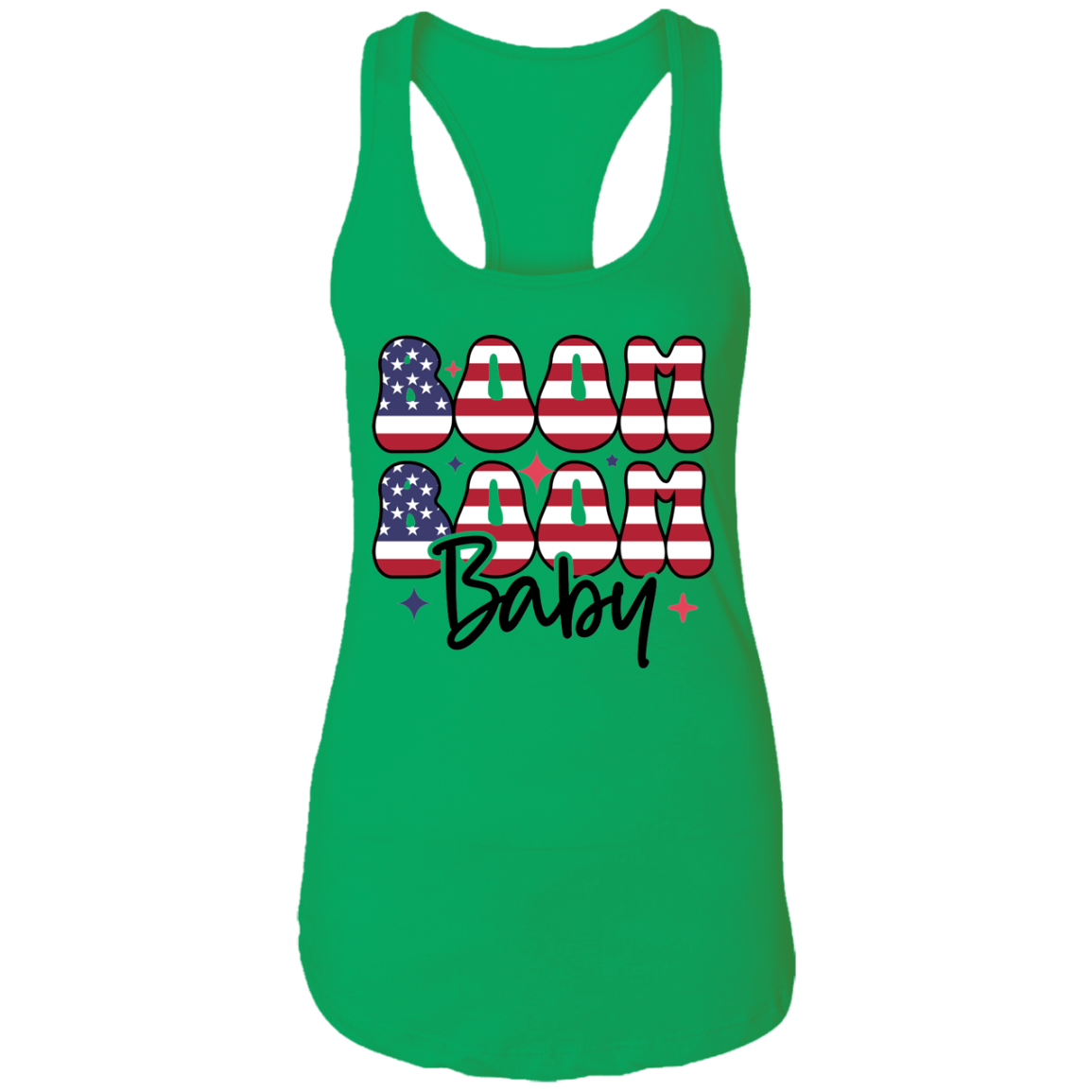 Fourth of July Boom Boom Baby | Ladies Ideal Racerback Tank