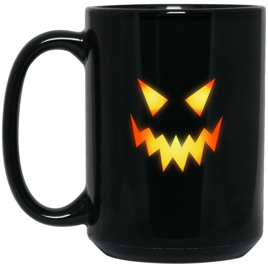 Scary Pumpkin Face |15 oz. Black Mug