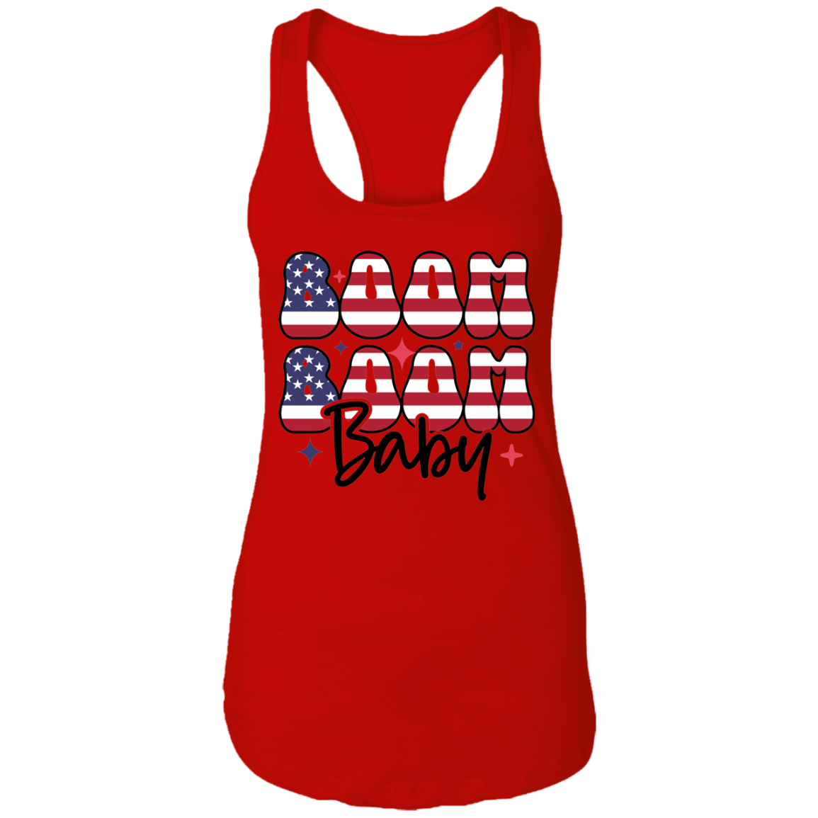 Fourth of July Boom Boom Baby | Ladies Ideal Racerback Tank