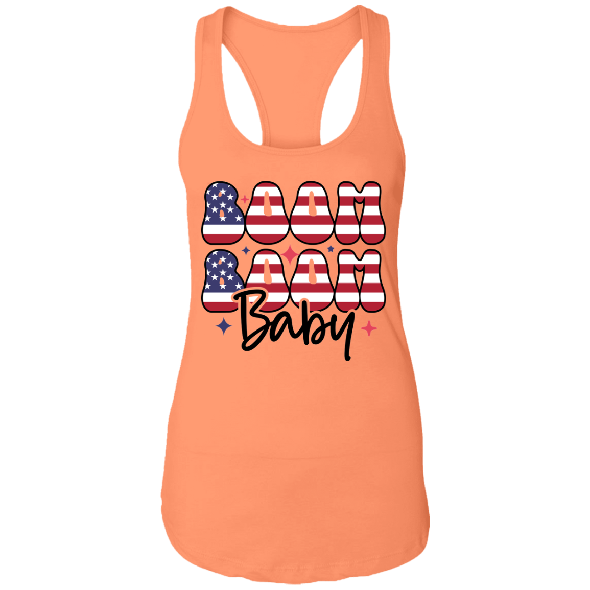 Fourth of July Boom Boom Baby | Ladies Ideal Racerback Tank