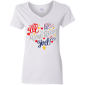 All American Girl | short sleeve premium Ladies' 5.3 oz. V-Neck T-Shirt