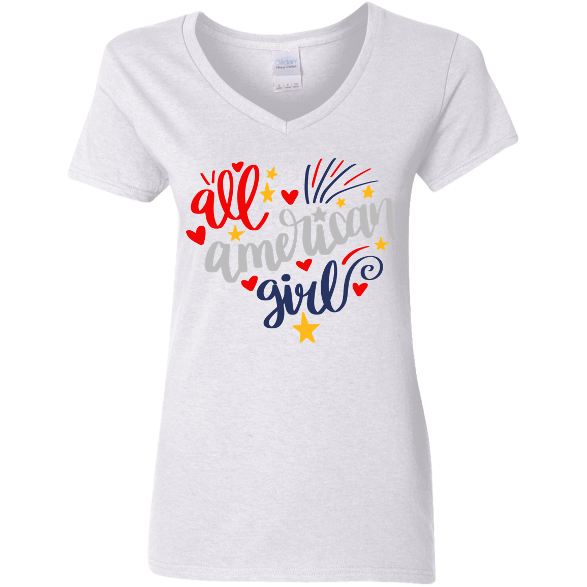 All American Girl | short sleeve premium Ladies' 5.3 oz. V-Neck T-Shirt