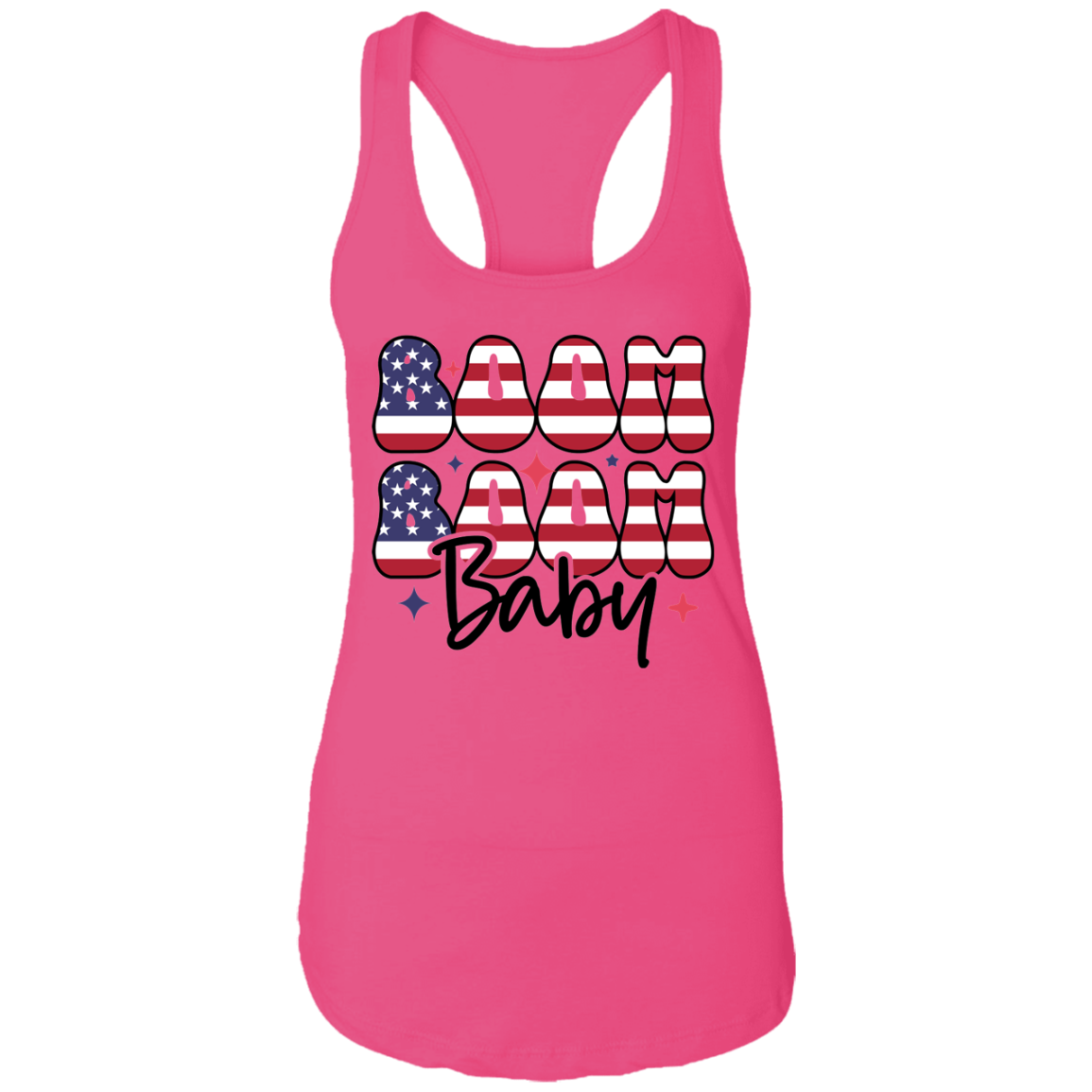 Fourth of July Boom Boom Baby | Ladies Ideal Racerback Tank