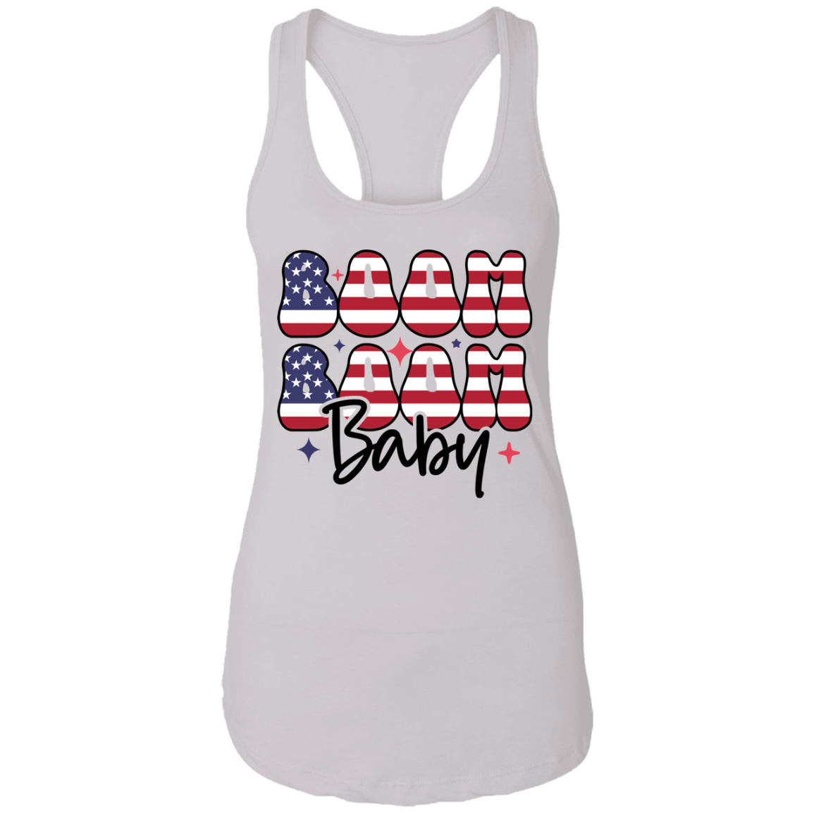 Fourth of July Boom Boom Baby | Ladies Ideal Racerback Tank