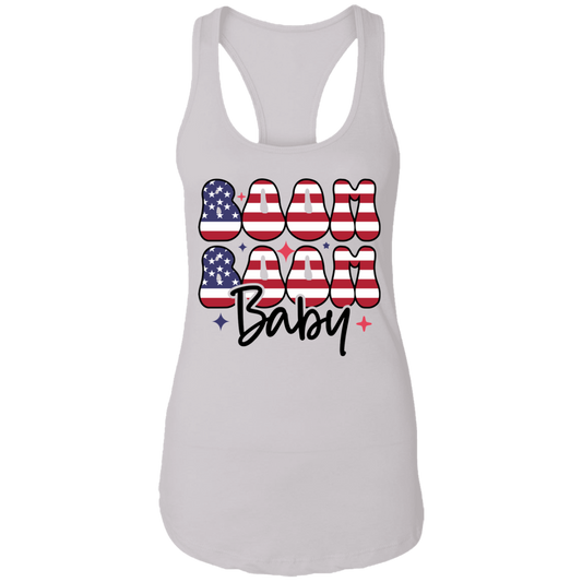 Fourth of July Boom Boom Baby | Ladies Ideal Racerback Tank