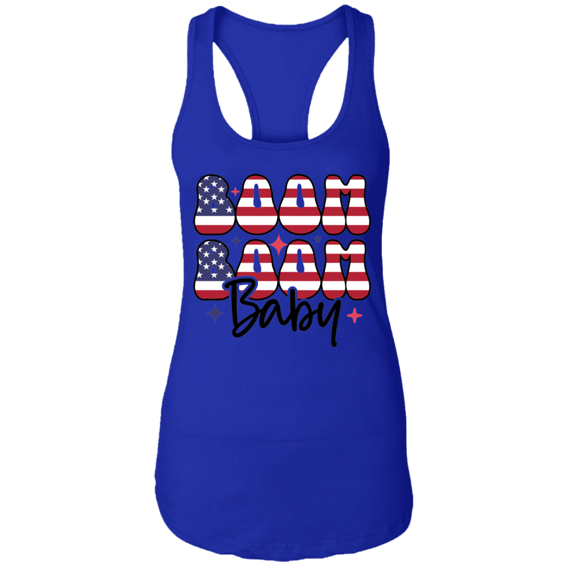 Fourth of July Boom Boom Baby | Ladies Ideal Racerback Tank