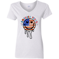 Fourth of July America Vibes | Ladies' 5.3 oz. V-Neck T-Shirt