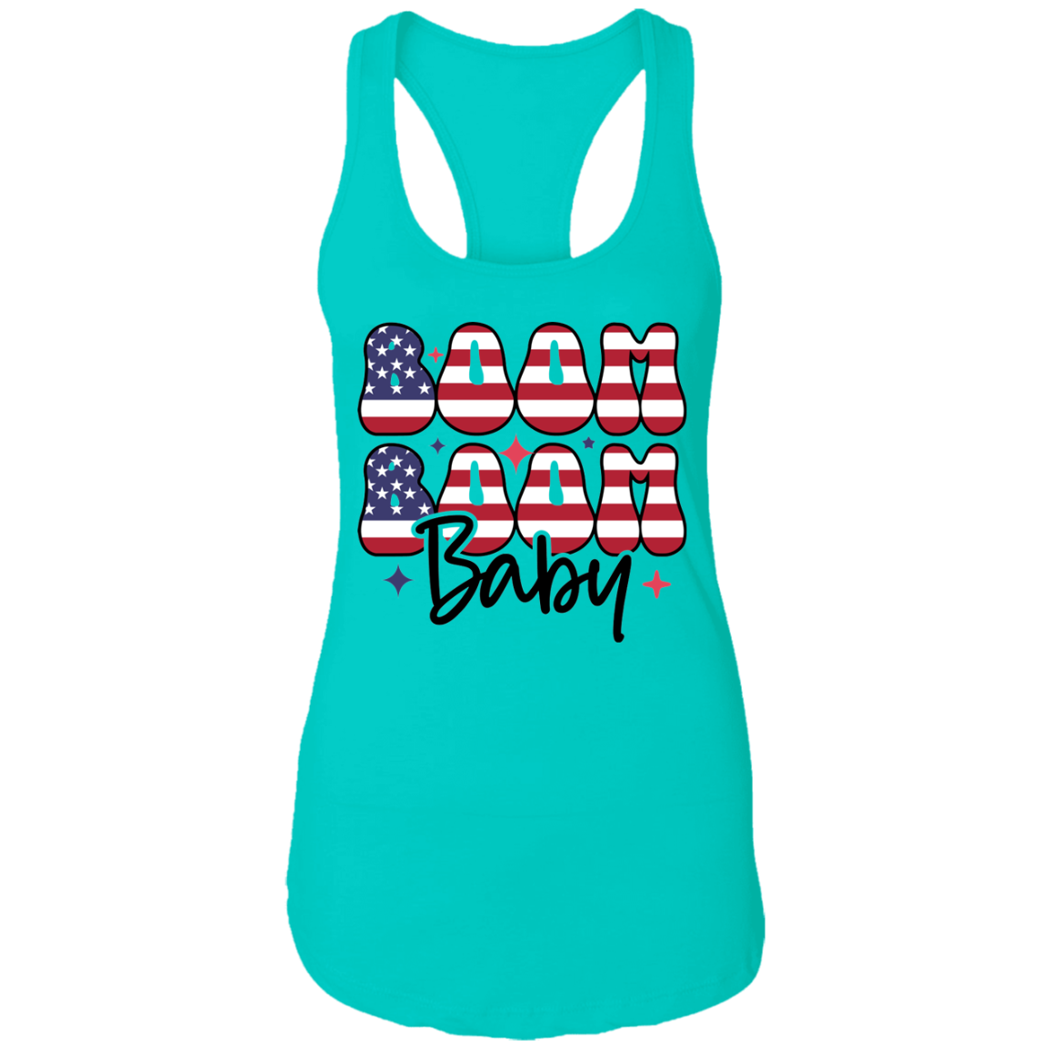 Fourth of July Boom Boom Baby | Ladies Ideal Racerback Tank