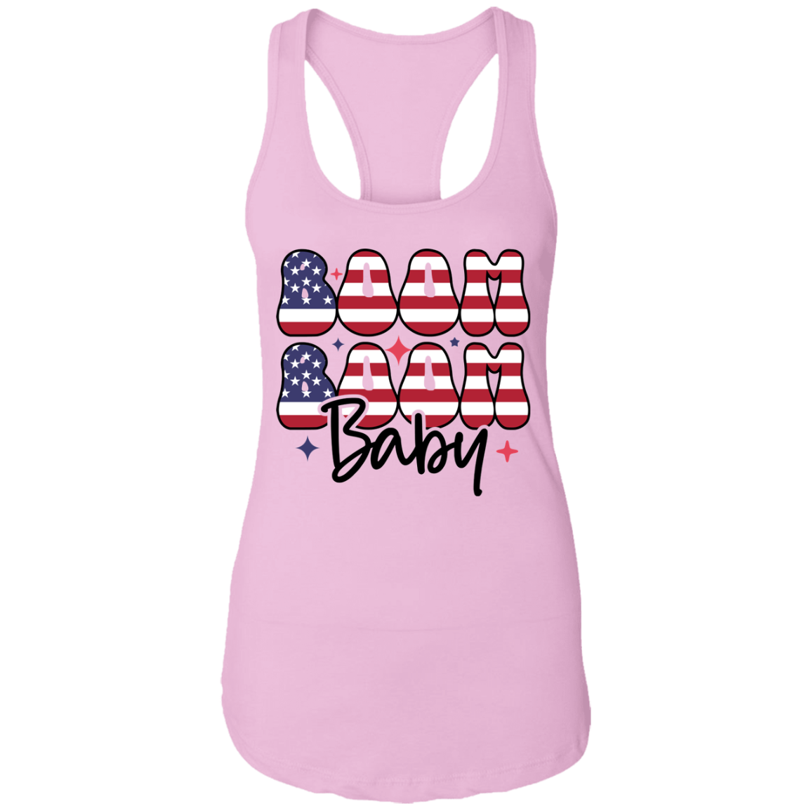 Fourth of July Boom Boom Baby | Ladies Ideal Racerback Tank