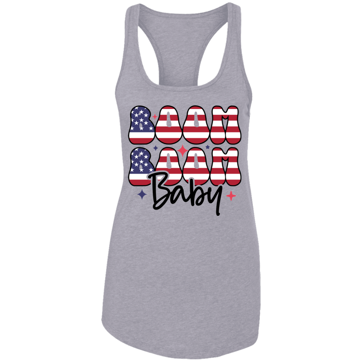 Fourth of July Boom Boom Baby | Ladies Ideal Racerback Tank