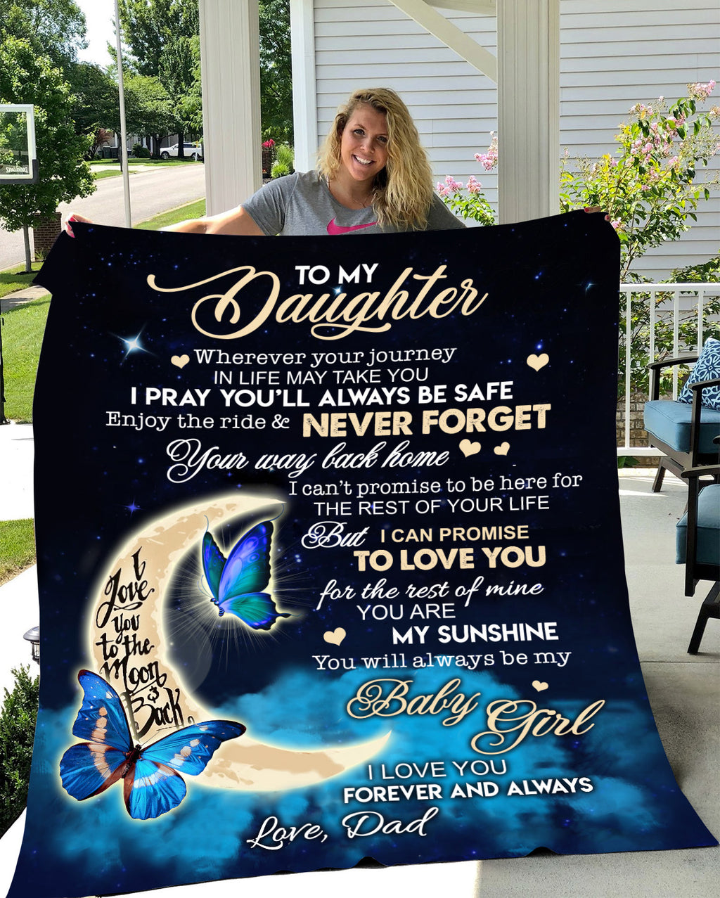 To My Daughter | I Pray You'll Always Be Safe | Love Dad | Cozy Plush Fleece Blanket