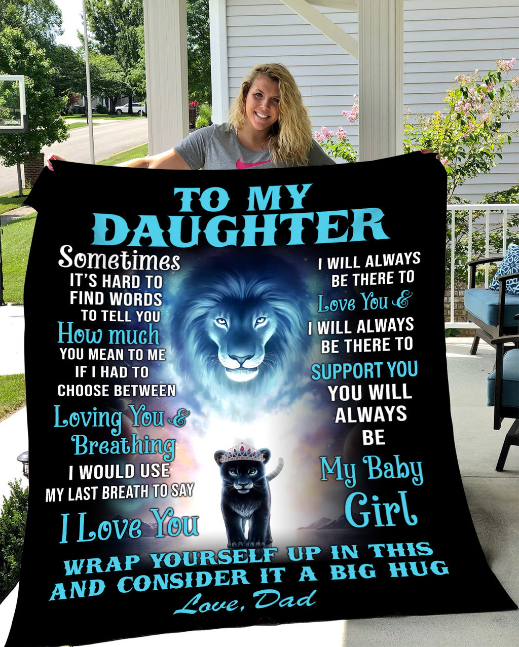 To My Daughter | Sometimes It's Hard To Find Words | Love Dad | Cozy Plush Fleece Blanket