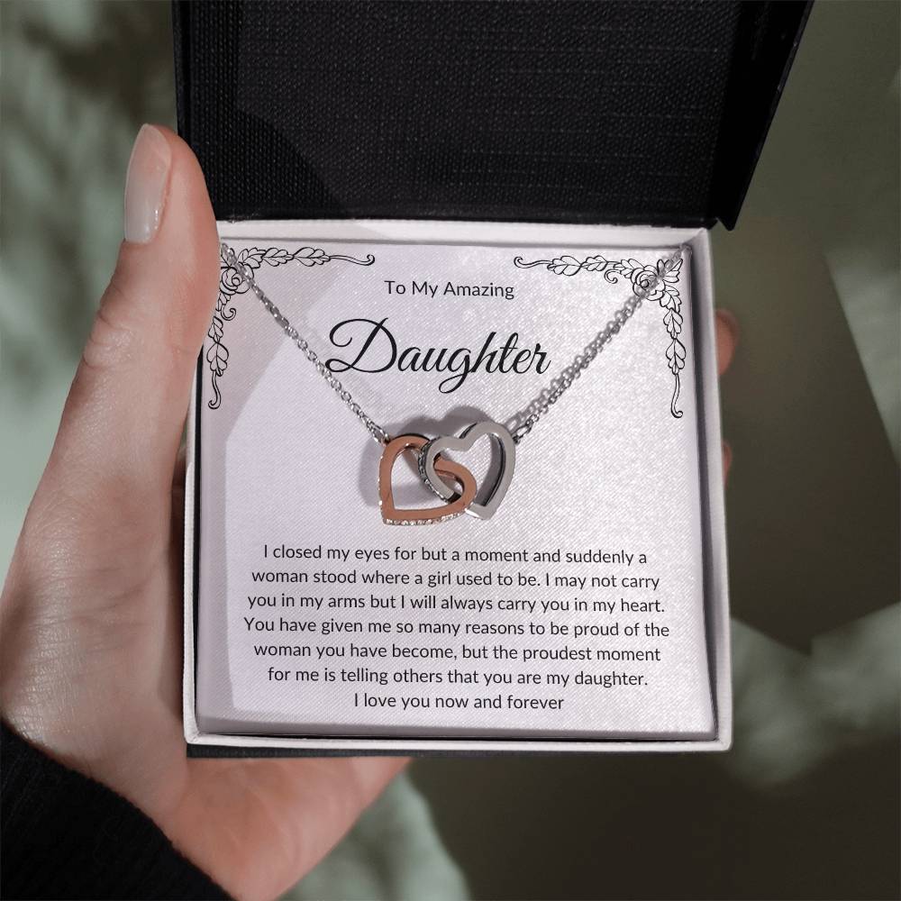 To My Amazing Daughter | Interlocking Hearts Necklace