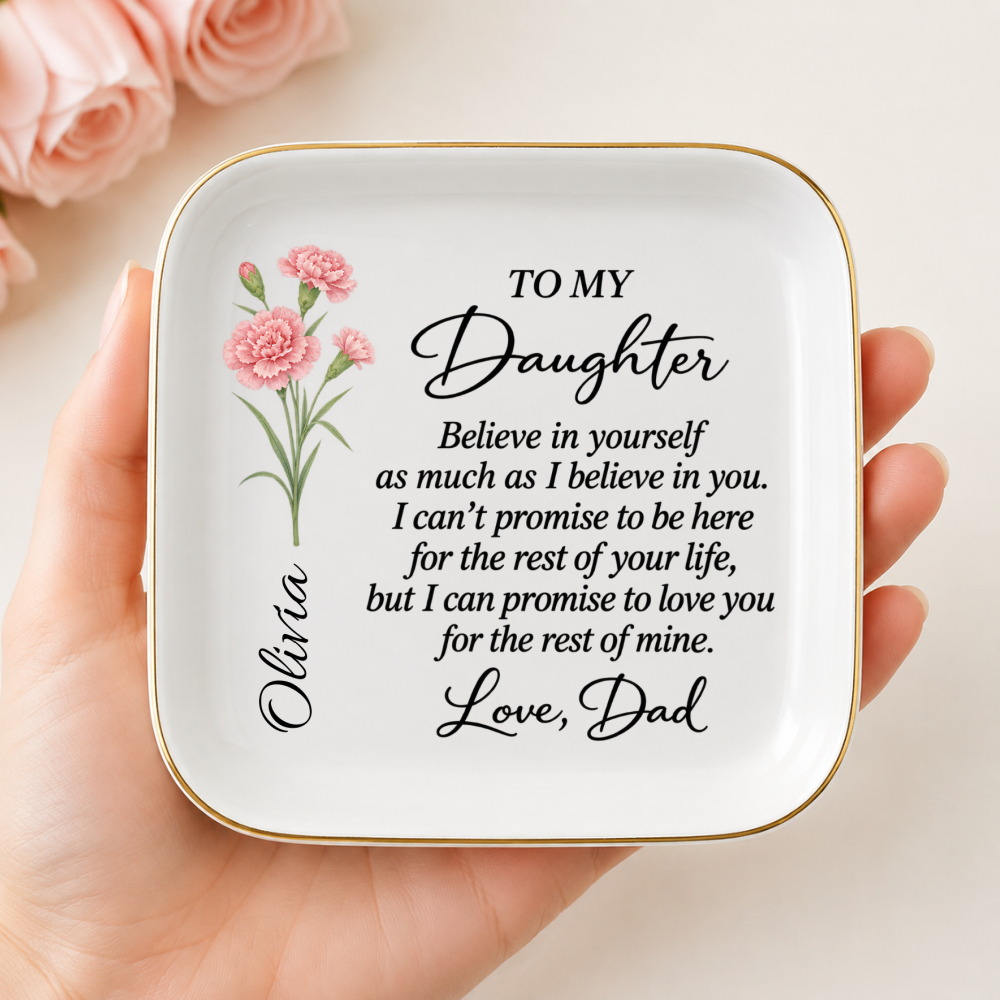 To My Daughter Personalized Jewelry Dish – A Heartfelt Gift from Dad