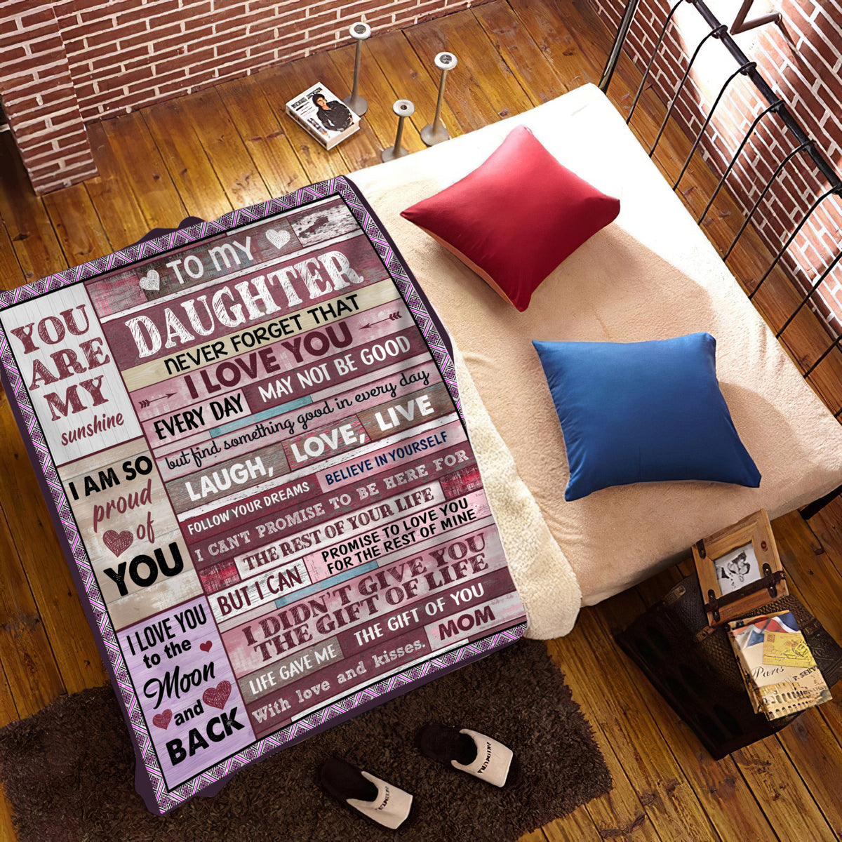 To My Daughter | Never Forget That I Love you | Premium Mink Sherpa Blanket