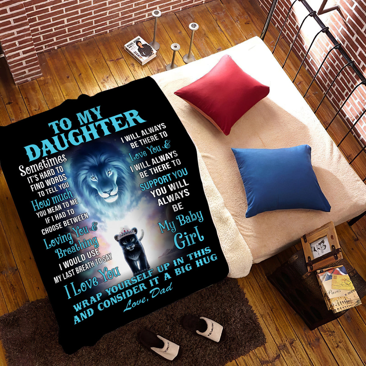 To My Daughter | Sometimes It's Hard To Find Words | Love Dad | Cozy Plush Fleece Blanket