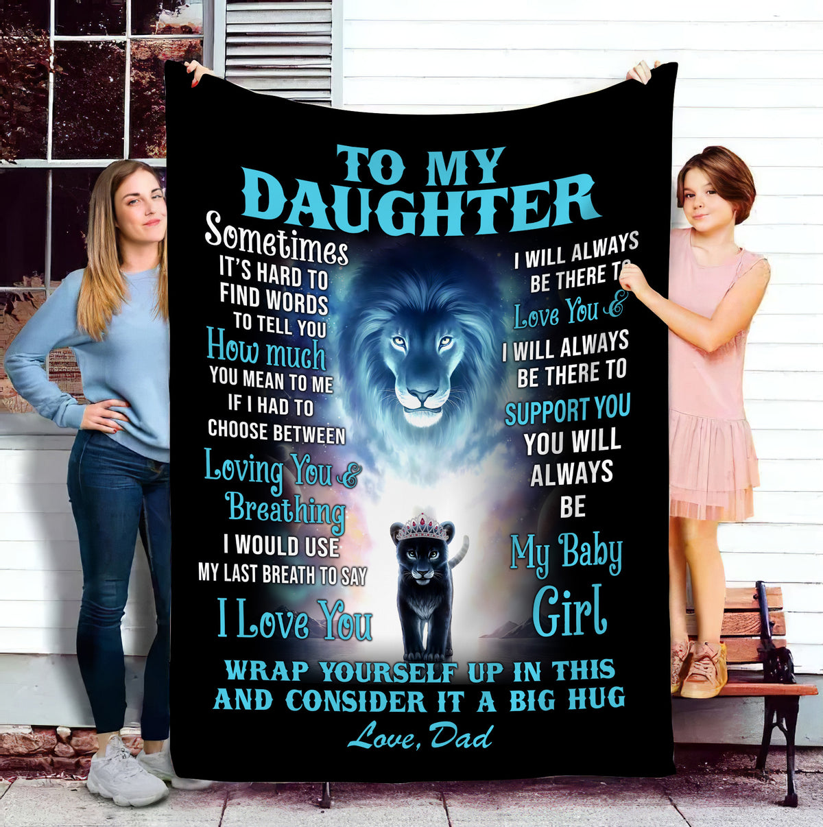 To My Daughter | Sometimes It's Hard To Find Words | Love Dad | Cozy Plush Fleece Blanket