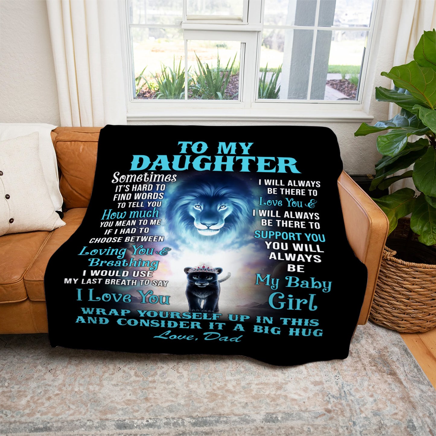 To My Daughter | Sometimes It's Hard To Find Words | Love Dad | Cozy Plush Fleece Blanket