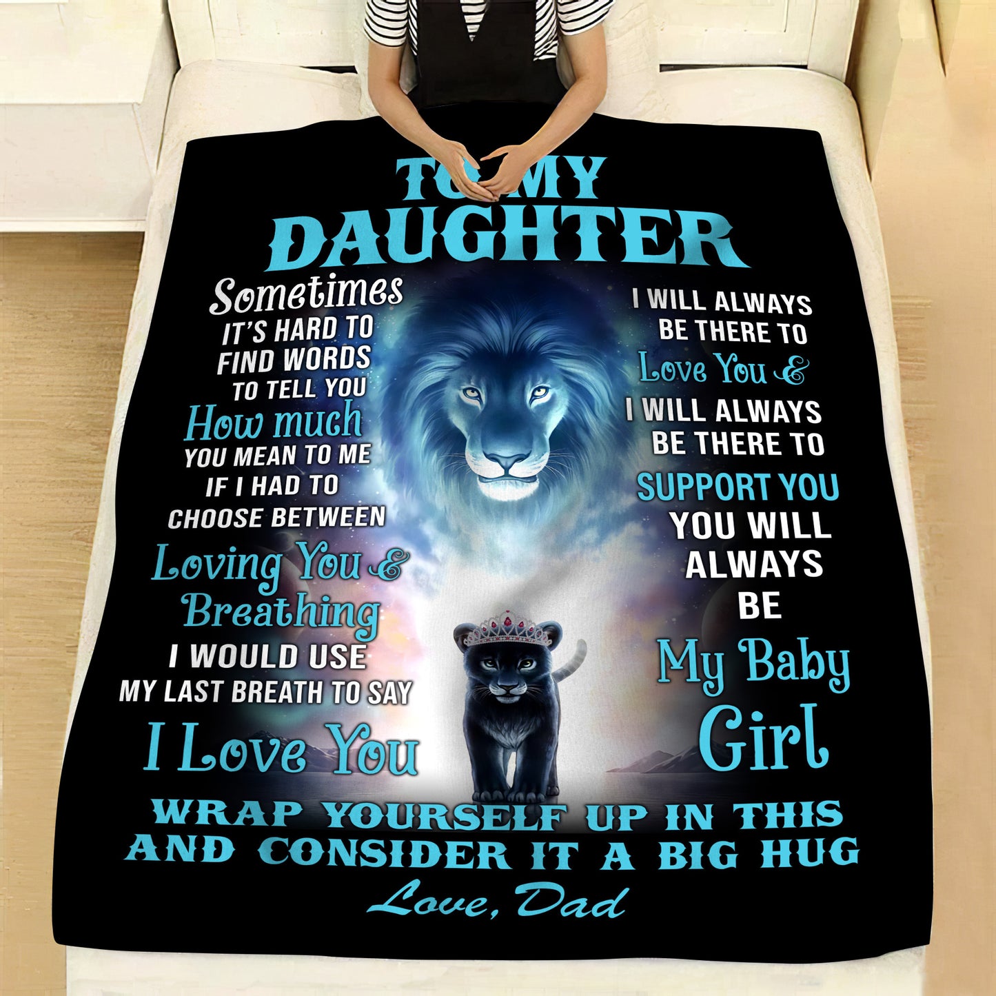 To My Daughter | Sometimes It's Hard To Find Words | Love Dad | Cozy Plush Fleece Blanket