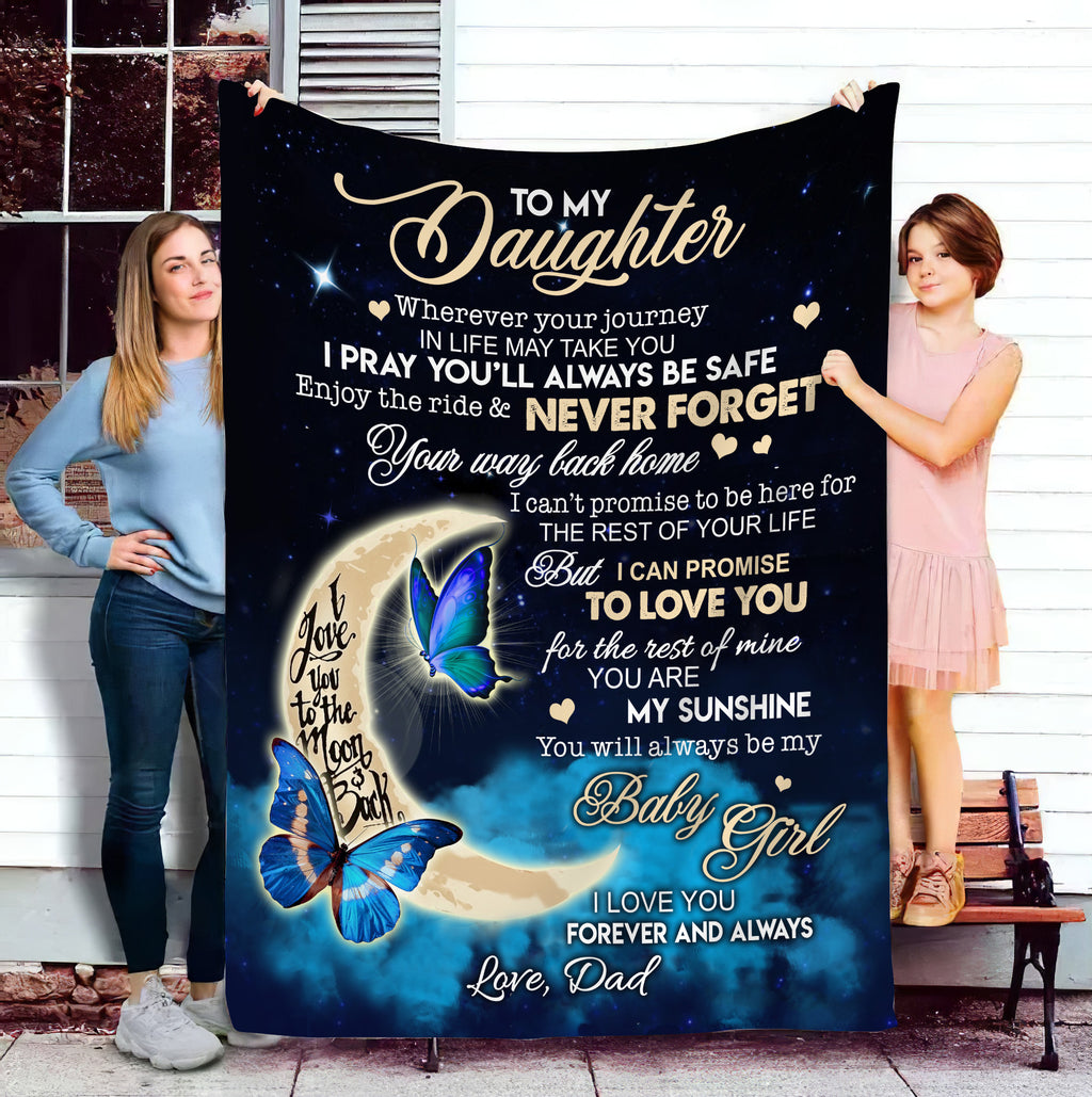 To My Daughter | I Pray You'll Always Be Safe | Love Dad | Cozy Plush Fleece Blanket