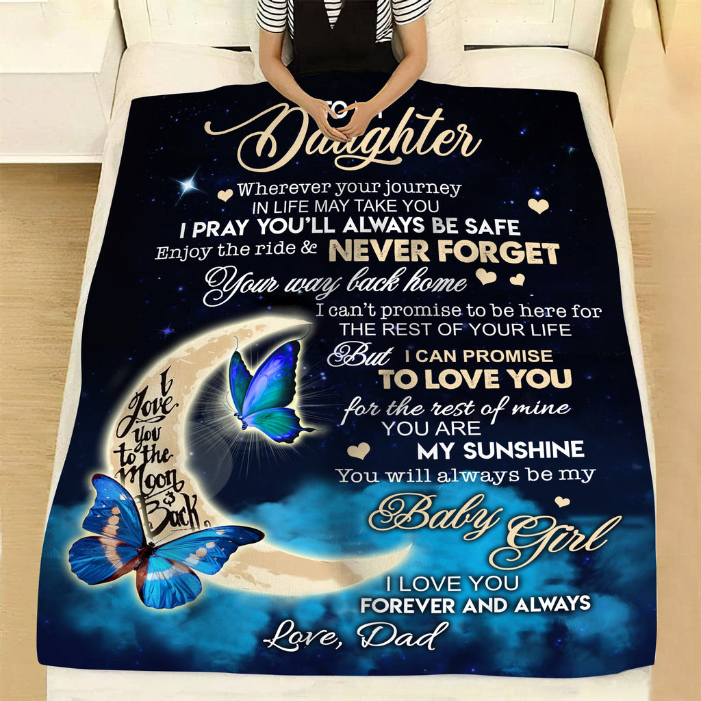 To My Daughter | I Pray You'll Always Be Safe | Love Dad | Cozy Plush Fleece Blanket