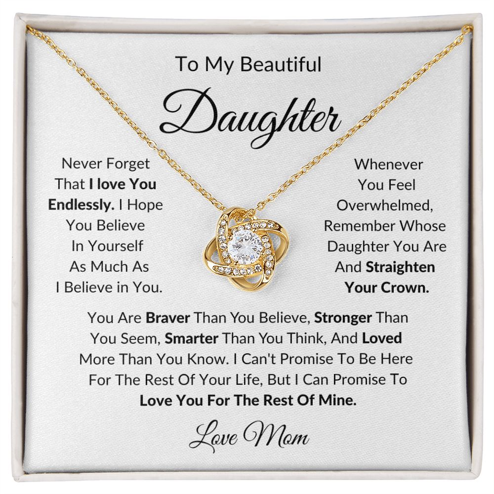To My Beautiful Daughter | Love Mom | Love Knot Necklace