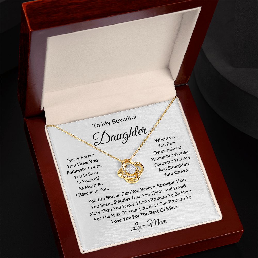 To My Beautiful Daughter | Love Mom | Love Knot Necklace