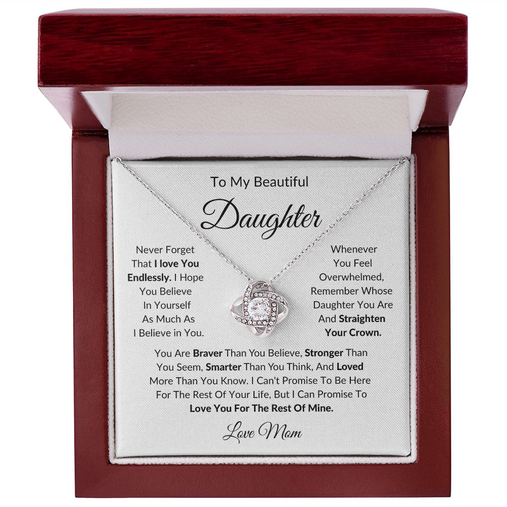 To My Beautiful Daughter | Love Mom | Love Knot Necklace