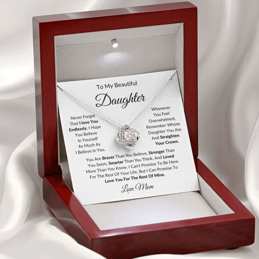 To My Beautiful Daughter | Love Mom | Love Knot Necklace